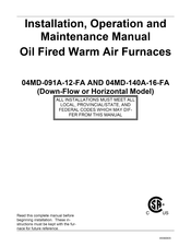 Nordyne 04MD-091A-12-FA2 Installation, Operation And Maintenance Manual