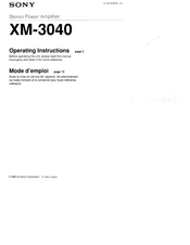 Sony XM-3040 Operating Instructions Manual