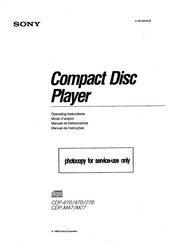 Sony CDP-670 - Compact Disc Player Operating Instructions Manual
