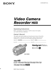 Sony video Hi8 CCD-TRV78 Operating Instructions Manual