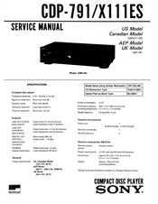 Sony CDP-X111ES Service Manual