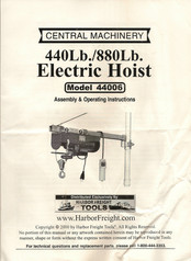 Central Machinery 44006 Assembly & Operating Instructions