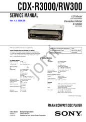 Sony CDX-RW300 - Fm/am Compact Disc Player Service Manual