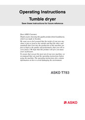 Asko T783 Operating Instructions Manual