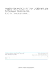 Johnson Controls TCE2 Series Installation Manual
