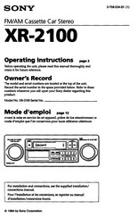 Sony XR-2100 Operating Instructions Manual