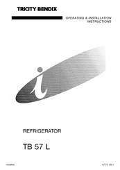 Tricity Bendix TB 57 L Operating & Installation Instructions Manual