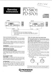 Pioneer PD-S801 Operating Instructions Manual