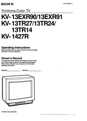 Sony KV- 13EXR90 Operating Instructions Manual