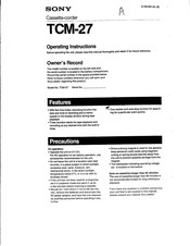 Sony TCM-27 Operating Instructions Manual