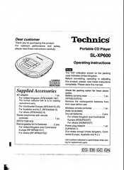 Technics SL-XP600 Operating Instructions Manual