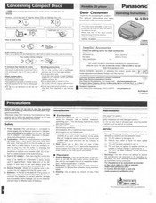 Panasonic SLS202 - PORT. CD-LOW P Operating Instructions Manual