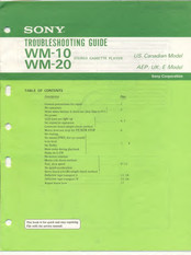 Sony WM-20 Troubleshooting Manual