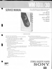 Sony WM-30 Service Manual