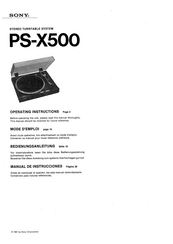 Sony PS-X500 Operating Instructions Manual