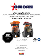 Omcan JE-ES-0028N-T Instruction Manual