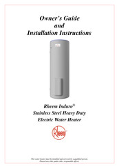 Rheem Induro 6N3315M7 Owner's Manual And Installation Instructions