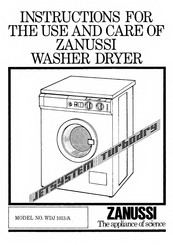 Zanussi WDJ 1013/A Instructions For The Use And Care