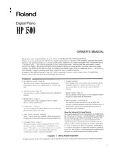 Roland HP 1500 Owner's Manual