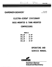 Gardner Denver ELECTRA-SCREW EBE FD Series Operating And Service Manual