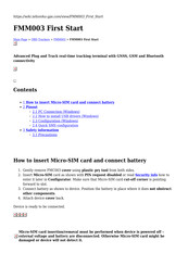 Teltonika FMM003 First Start-Up Quick Start Manual