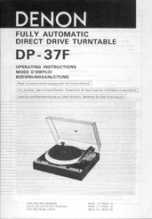 Denon DP-37F Operating Instructions Manual