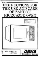 Zanussi MW 2132 Instructions For The Use And Care