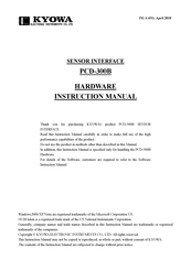 KYOWA PCD-300B Hardware Instruction Manual