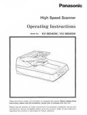 Panasonic KV-S6040W - Document Scanner Operating Instructions Manual