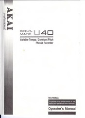 Akai Riff-o-Matic U40 Operator's Manual