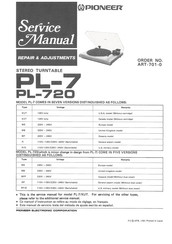Pioneer PL-720 Service Manual