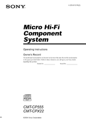 Sony CMT-CPX22 - Micro Hi Fi Component System Operating Instructions Manual