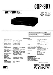 Sony CDP-997 - Compact Disc Player Service Manual