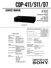 Sony CDP-511 Service Manual