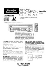 Pioneer LaserDisc CLD-V820 Operating Instructions Manual