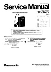 Matsushita Electric Panasonic RX-SA77 Service Manual