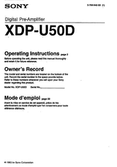 Sony XDP-U50D Operating Instructions Manual