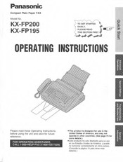 Panasonic KX-FP200L Operating Instructions Manual