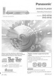 Panasonic DVDXP50 - DIG. VIDEO DISC PLAY Operating Instructions Manual