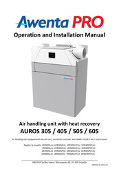 Awenta PRO AUROS 505 Operation And Installation Manual