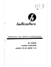 Hallicrafters HT-45 MARK II A Operating And Service Instructions