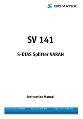 SIGMATEK SV 141 Instruction Manual