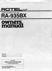 Rotel RA-935BX Owner's Manual