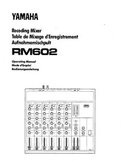 Yamaha RM602 Operating Manual