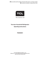 TCL P650SBN1 Operating Instructions Manual
