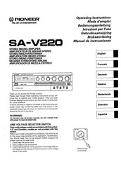 Pioneer SA-V220 Operating Instructions Manual