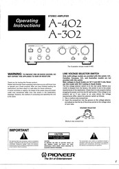 Pioneer A-402 Operating Instructions Manual