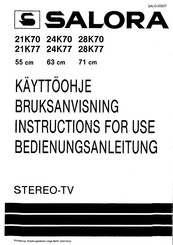 Salora 21K77 Instructions For Use Manual