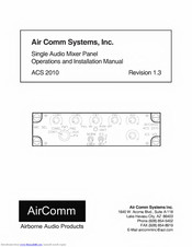 Air Comm Systems ACS 2010 Operation And Installation Manual