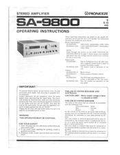 Pioneer SA-9800 Operating Instructions Manual
